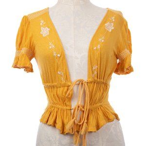 Urban Outfitter Front Tie Yellow Blouse